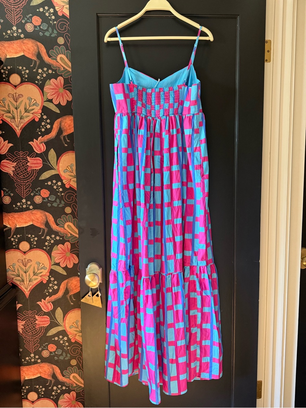 NWT Baltic Born Rita Maxi Dress Large Pink Blue Check Long Summer Sundress New - Picture 4 of 10